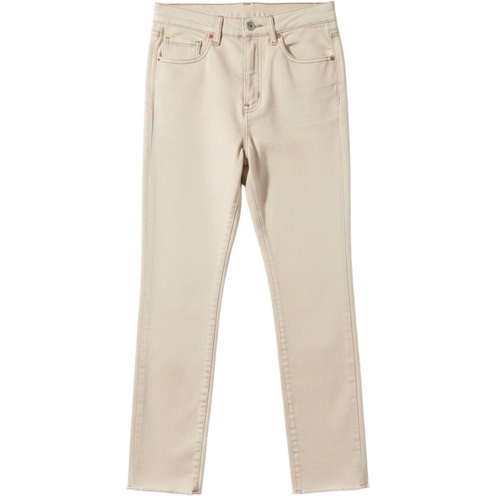 Free People Cream High Rise Skinny Jeans Raw Hem Size 29